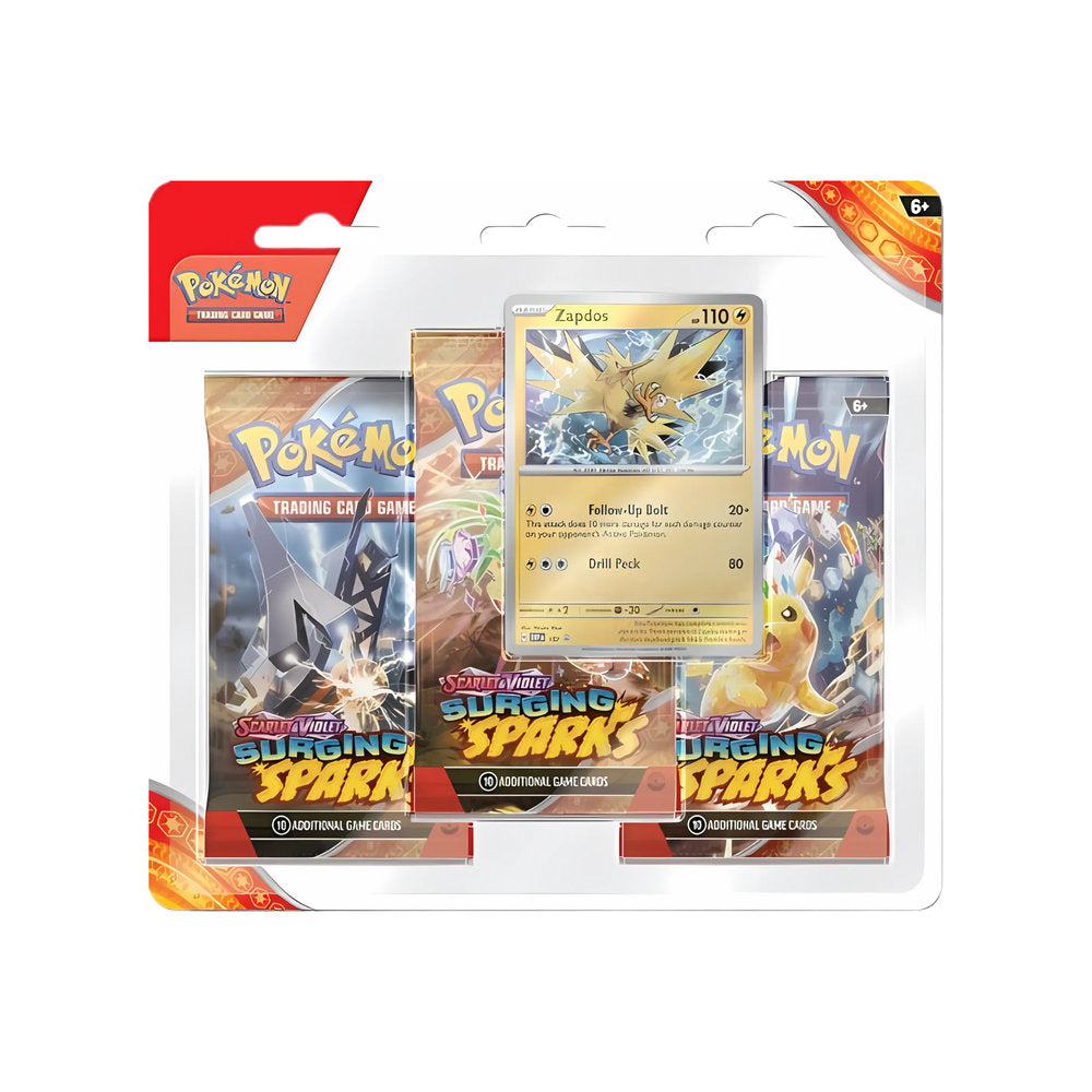 Pokémon Surging Sparks 3 Pack Blister Zapdos