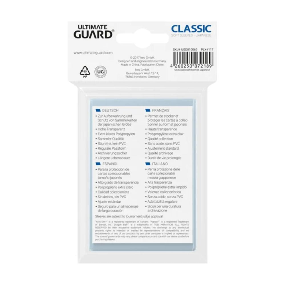 Ultimate Guard Classic Soft Sleeves Japanese Size 100 stuks